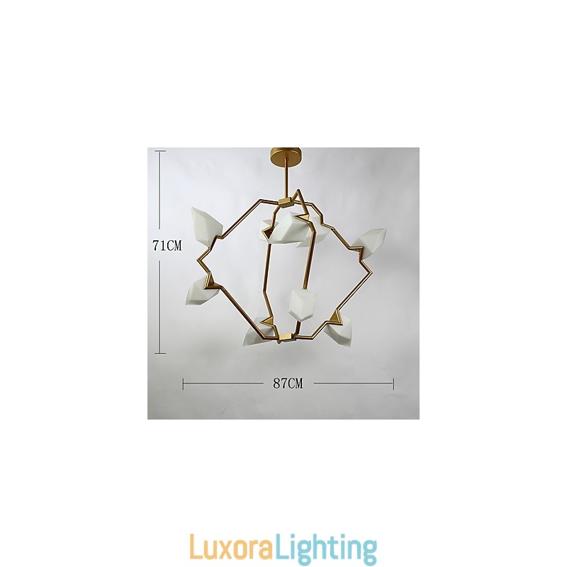 Designer Touch Decorative Nine Light Post Modern Metal with Glass Peach Chandelier Lamp the Canteen Decorate Pendant Lamp