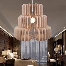 Designer Touch Decorative Vintage Three Layer Cake Wood Chandelier