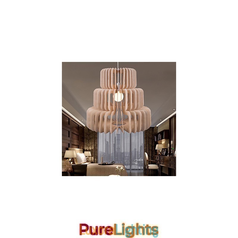 Designer Touch Decorative Vintage Three Layer Cake Wood Chandelier