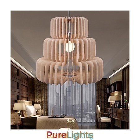 Designer Touch Decorative Vintage Three Layer Cake Wood Chandelier