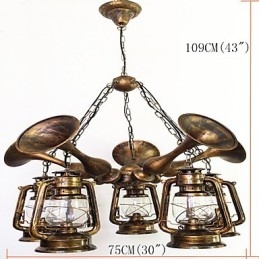 Designer Touch Decorative Rustic Lodge Vintage Retro Country Globe Painting Feature for Mini Style Designers Metal Chandelier