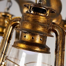 Designer Touch Decorative Rustic Lodge Vintage Retro Country Globe Painting Feature for Mini Style Designers Metal Chandelier