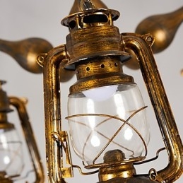 Designer Touch Decorative Rustic Lodge Vintage Retro Country Globe Painting Feature for Mini Style Designers Metal Chandelier