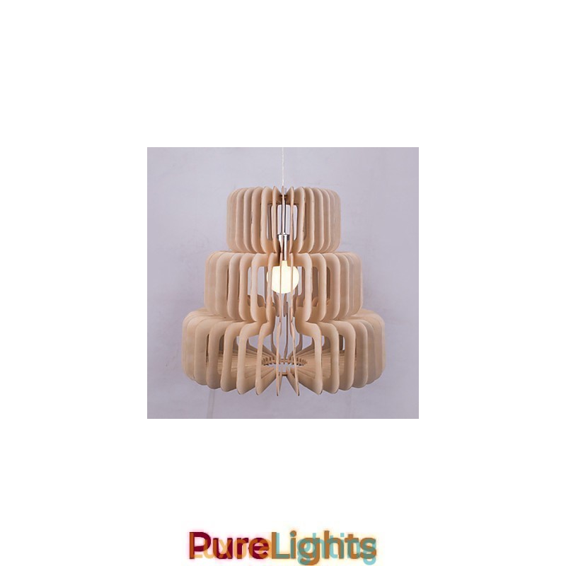 Designer Touch Decorative Vintage Three Layer Cake Wood Chandelier