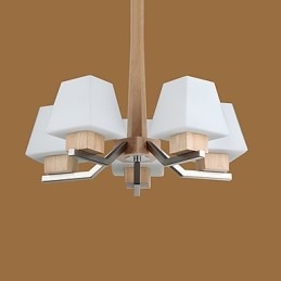 Designer Touch Decorative Modern Contemporary Electroplated Feature for Wood Bamboo Chandelier