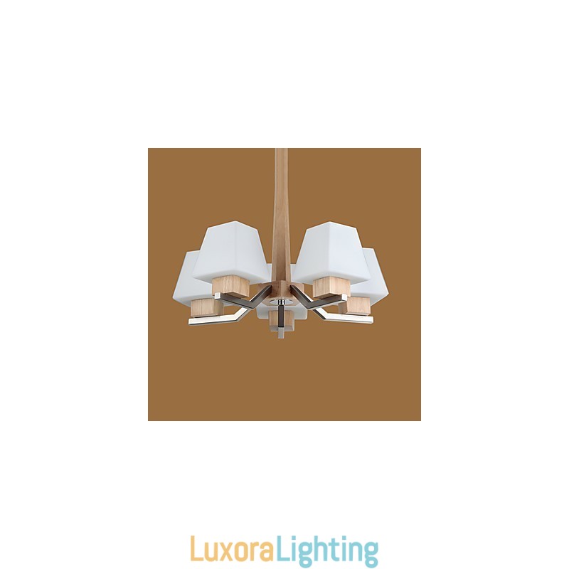 Designer Touch Decorative Modern Contemporary Electroplated Feature for Wood Bamboo Chandelier