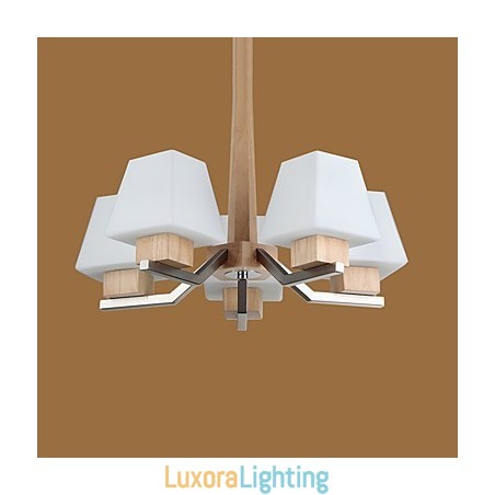 Designer Touch Decorative Modern Contemporary Electroplated Feature for Wood Bamboo Chandelier