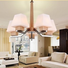 Designer Touch Decorative Modern Contemporary Electroplated Feature for Wood Bamboo Chandelier