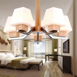 Designer Touch Decorative Modern Contemporary Electroplated Feature for Wood Bamboo Chandelier
