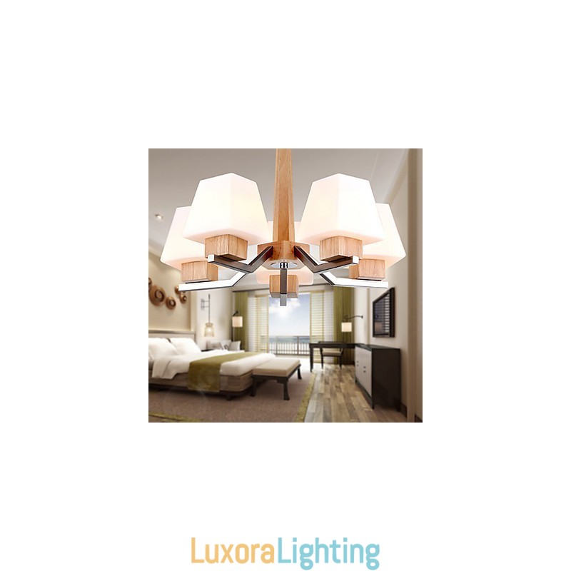 Designer Touch Decorative Modern Contemporary Electroplated Feature for Wood Bamboo Chandelier