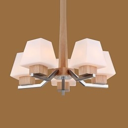 Designer Touch Decorative Modern Contemporary Electroplated Feature for Wood Bamboo Chandelier