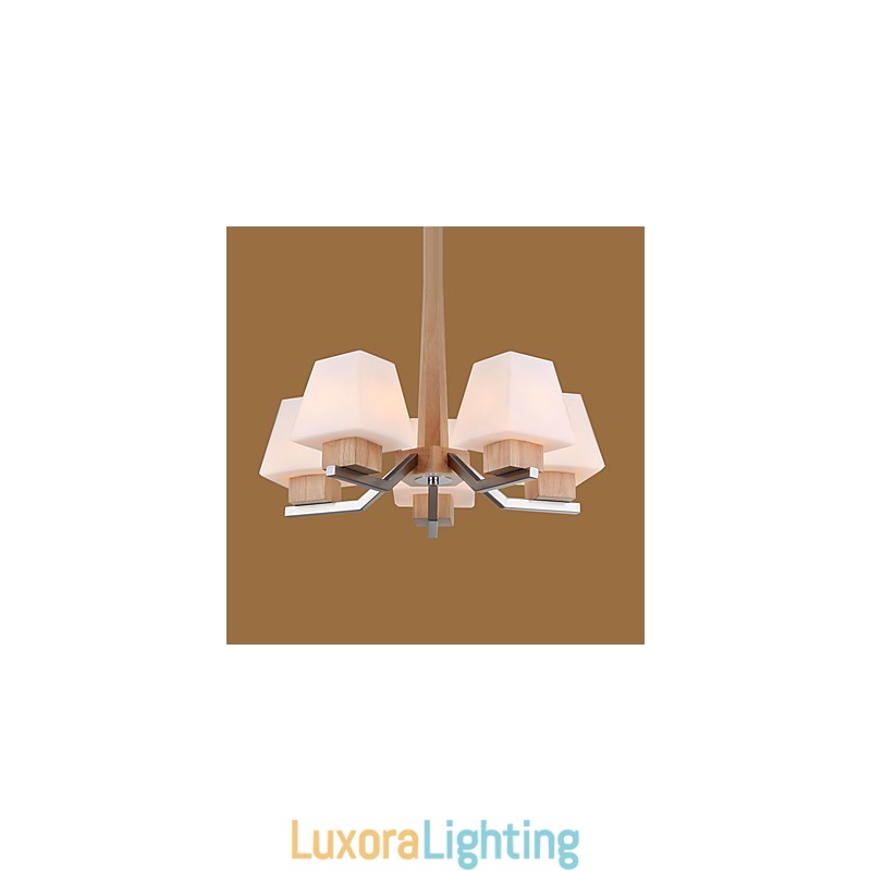 Designer Touch Decorative Modern Contemporary Electroplated Feature for Wood Bamboo Chandelier