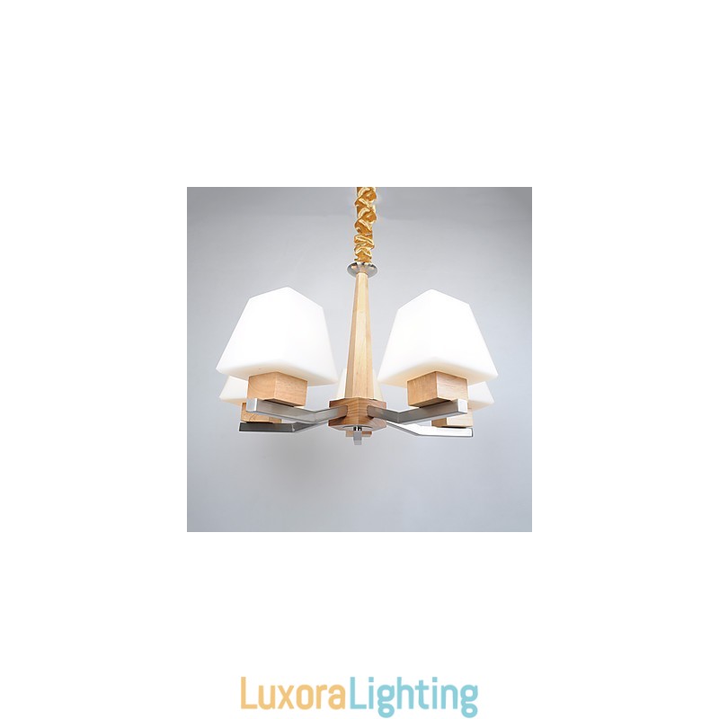 Designer Touch Decorative Modern Contemporary Electroplated Feature for Wood Bamboo Chandelier