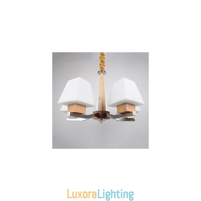 Designer Touch Decorative Modern Contemporary Electroplated Feature for Wood Bamboo Chandelier