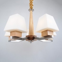 Designer Touch Decorative Modern Contemporary Electroplated Feature for Wood Bamboo Chandelier