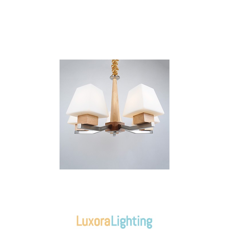 Designer Touch Decorative Modern Contemporary Electroplated Feature for Wood Bamboo Chandelier