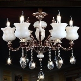 Designer Touch Decorative Jade Zinc Alloy Pendant lamp 6 Light Chandelier