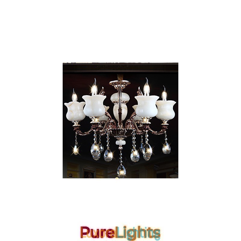 Designer Touch Decorative Jade Zinc Alloy Pendant lamp 6 Light Chandelier