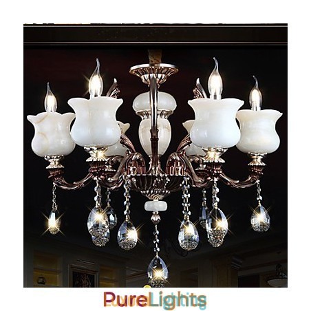 Designer Touch Decorative Jade Zinc Alloy Pendant lamp 6 Light Chandelier