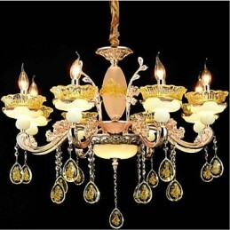 Designer Touch Decorative Traditional Classic Electroplated Feature for Crystal Mini Style Metal 8 Bulbs Chandelier