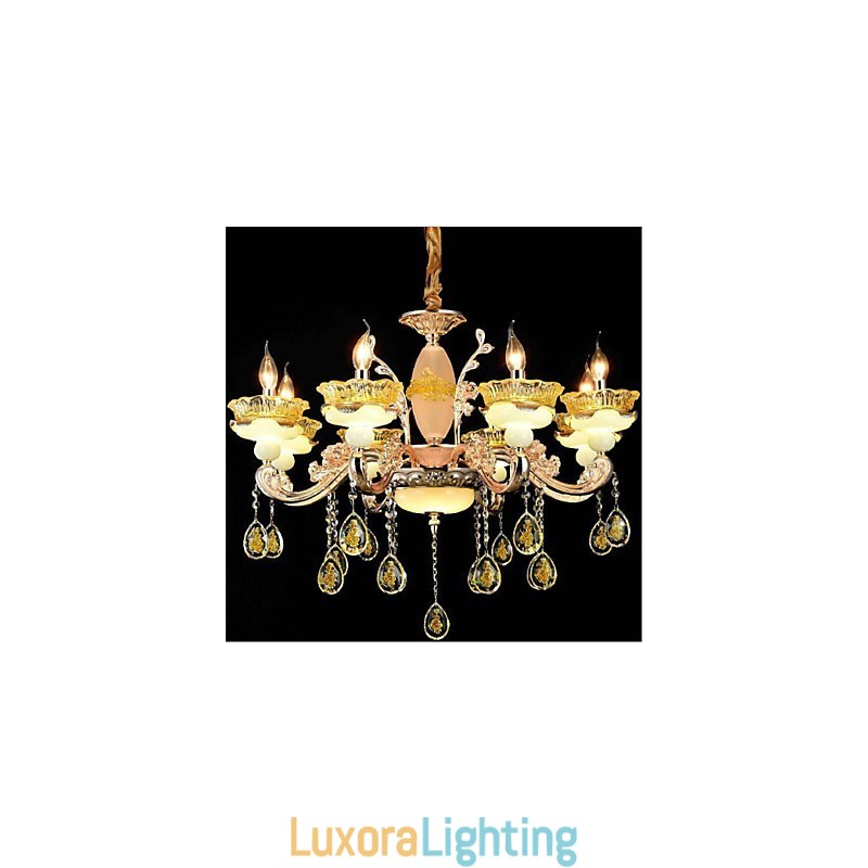 Designer Touch Decorative Traditional Classic Electroplated Feature for Crystal Mini Style Metal 8 Bulbs Chandelier