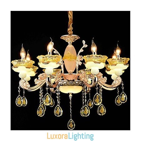 Designer Touch Decorative Traditional Classic Electroplated Feature for Crystal Mini Style Metal 8 Bulbs Chandelier
