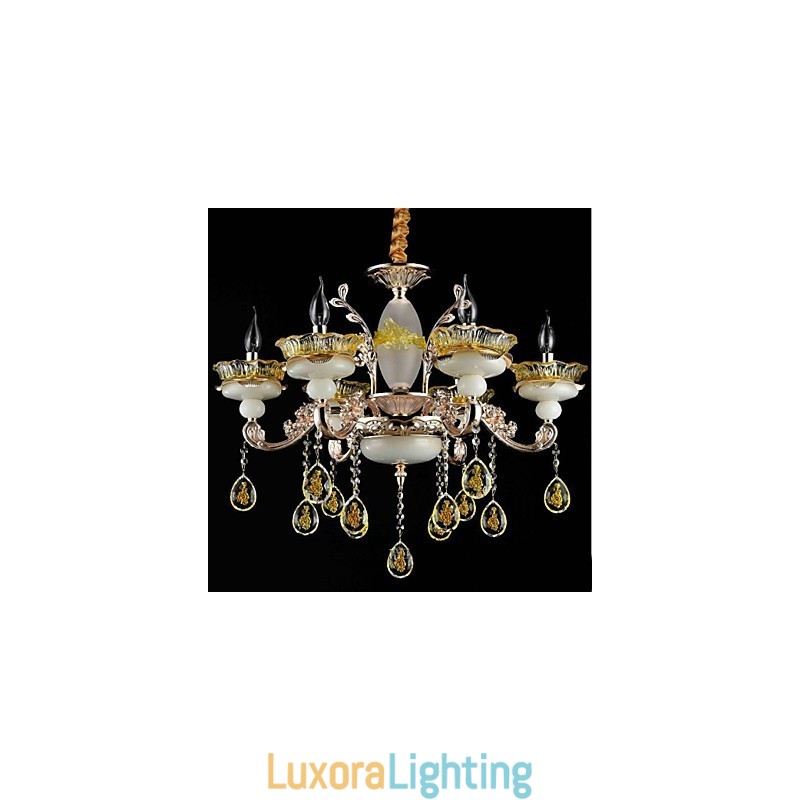 Designer Touch Decorative Traditional Classic Electroplated Feature for Crystal Mini Style Metal 8 Bulbs Chandelier