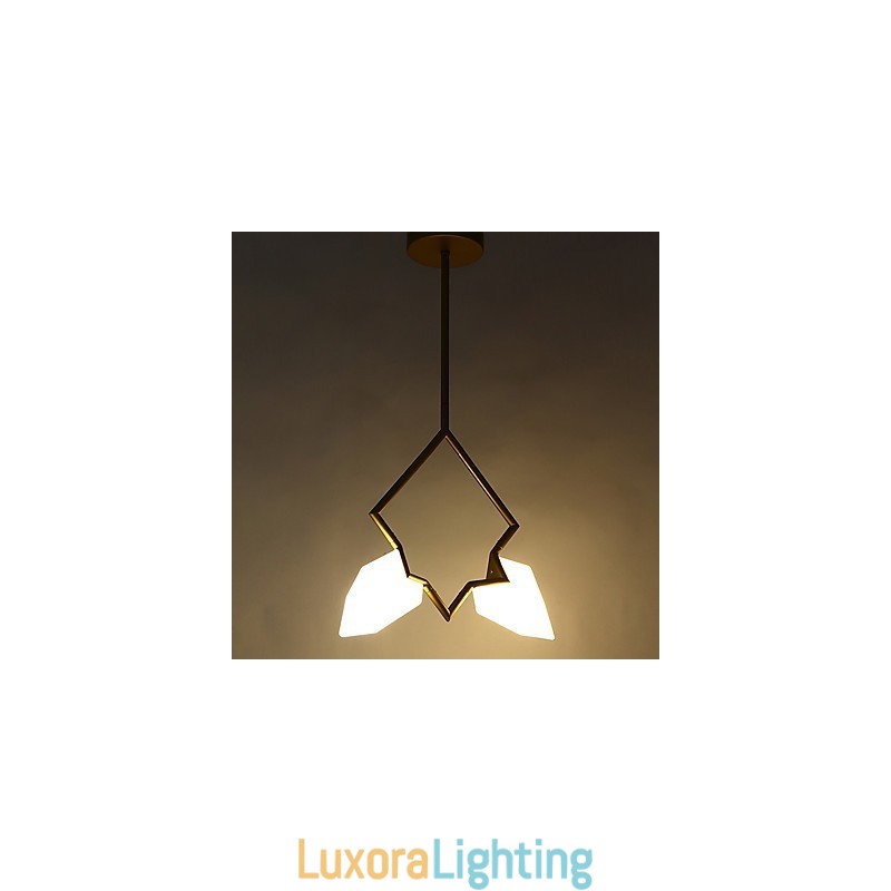 Designer Touch Decorative 2 Light Post Modern Metal with Glass Peach Chandelier Lamp the Canteen Decorate Pendant Lamp