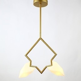 Designer Touch Decorative 2 Light Post Modern Metal with Glass Peach Chandelier Lamp the Canteen Decorate Pendant Lamp