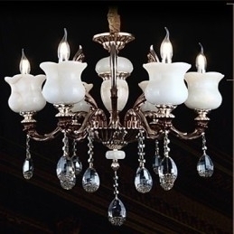 Designer Touch Decorative Jade Zinc Alloy Pendant lamp 6 Light Chandelier