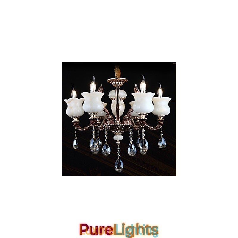 Designer Touch Decorative Jade Zinc Alloy Pendant lamp 6 Light Chandelier