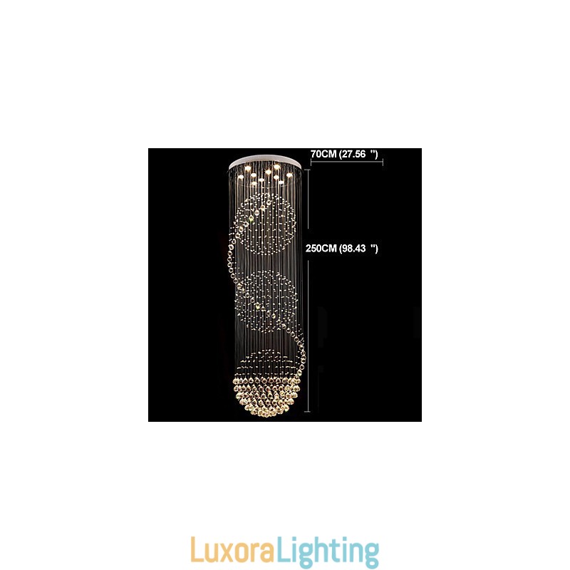 Designer Touch Decorative 10 Light 2.5 Meter Length Long Drop Rain Drop Teardrop Modern Crystal Ceiling Chandelier Indoor Pendant Light