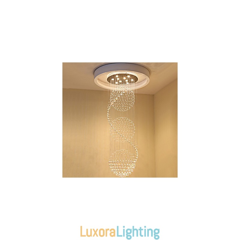 Designer Touch Decorative 10 Light 2.5 Meter Length Long Drop Rain Drop Teardrop Modern Crystal Ceiling Chandelier Indoor Pendant Light