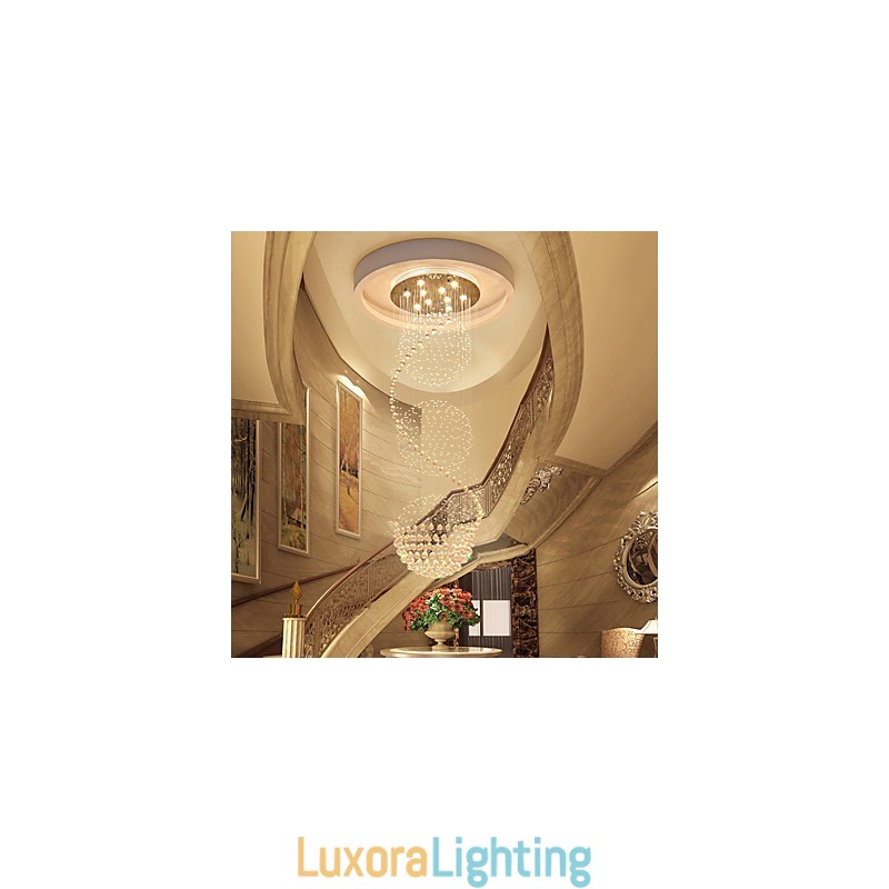 Designer Touch Decorative 10 Light 2.5 Meter Length Long Drop Rain Drop Teardrop Modern Crystal Ceiling Chandelier Indoor Pendant Light