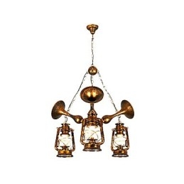 Designer Touch Decorative Rustic Lodge Vintage Retro Country Globe Painting Feature for Mini Style Designers Metal Chandelier