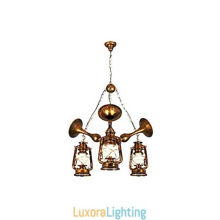 Designer Touch Decorative Rustic Lodge Vintage Retro Country Globe Painting Feature for Mini Style Designers Metal Chandelier