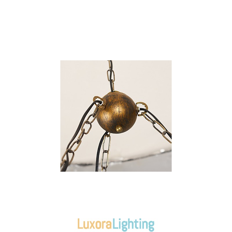 Designer Touch Decorative Rustic Lodge Vintage Retro Country Globe Painting Feature for Mini Style Designers Metal Chandelier