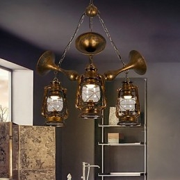 Designer Touch Decorative Rustic Lodge Vintage Retro Country Globe Painting Feature for Mini Style Designers Metal Chandelier