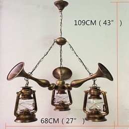 Designer Touch Decorative Rustic Lodge Vintage Retro Country Globe Painting Feature for Mini Style Designers Metal Chandelier