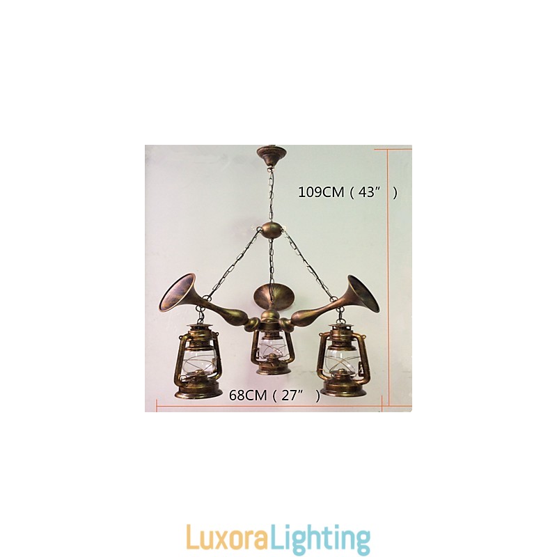 Designer Touch Decorative Rustic Lodge Vintage Retro Country Globe Painting Feature for Mini Style Designers Metal Chandelier