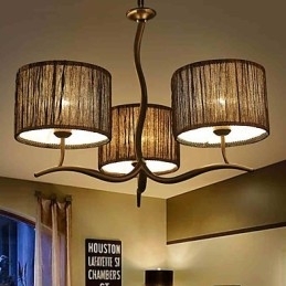 Designer Touch Decorative 3 Light Traditional Classic Chandelier with Simple Fabric Drum Shade