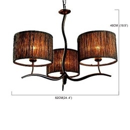 Designer Touch Decorative 3 Light Traditional Classic Chandelier with Simple Fabric Drum Shade