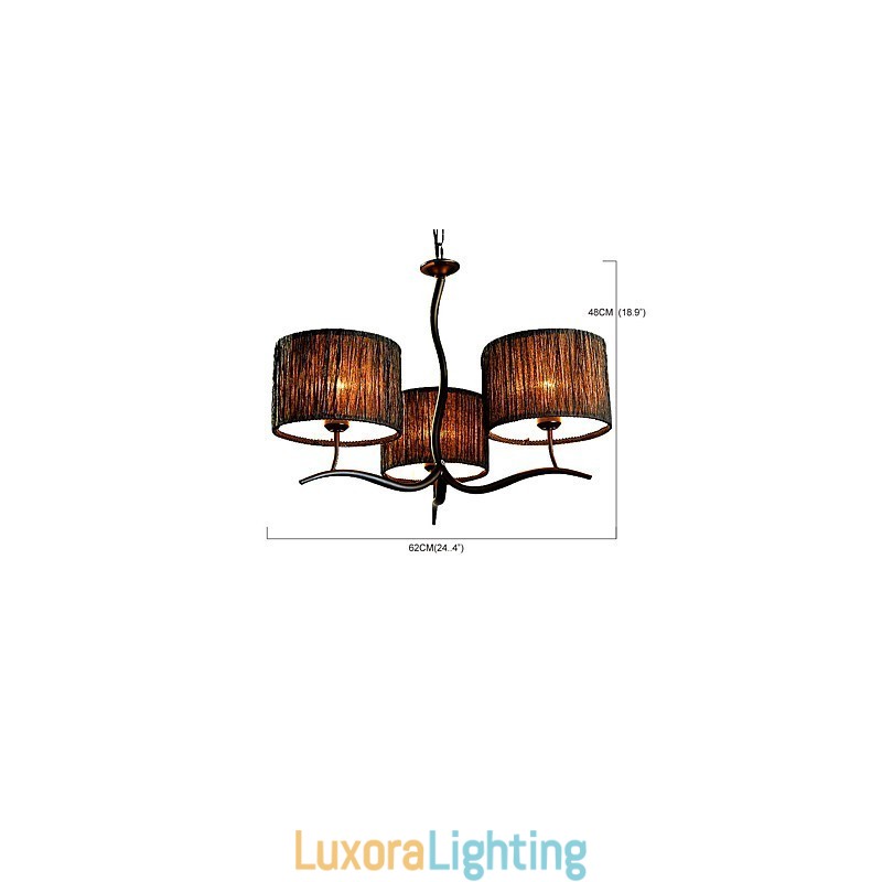 Designer Touch Decorative 3 Light Traditional Classic Chandelier with Simple Fabric Drum Shade