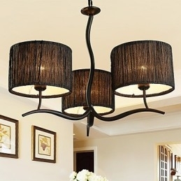 Designer Touch Decorative 3 Light Traditional Classic Chandelier with Simple Fabric Drum Shade