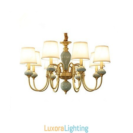 Designer Touch Decorative Chandelier Traditional Classic Country Brass Feature for Mini Style Metal 8 Bulbs