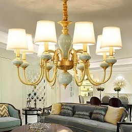 Designer Touch Decorative Chandelier Traditional Classic Country Brass Feature for Mini Style Metal 8 Bulbs