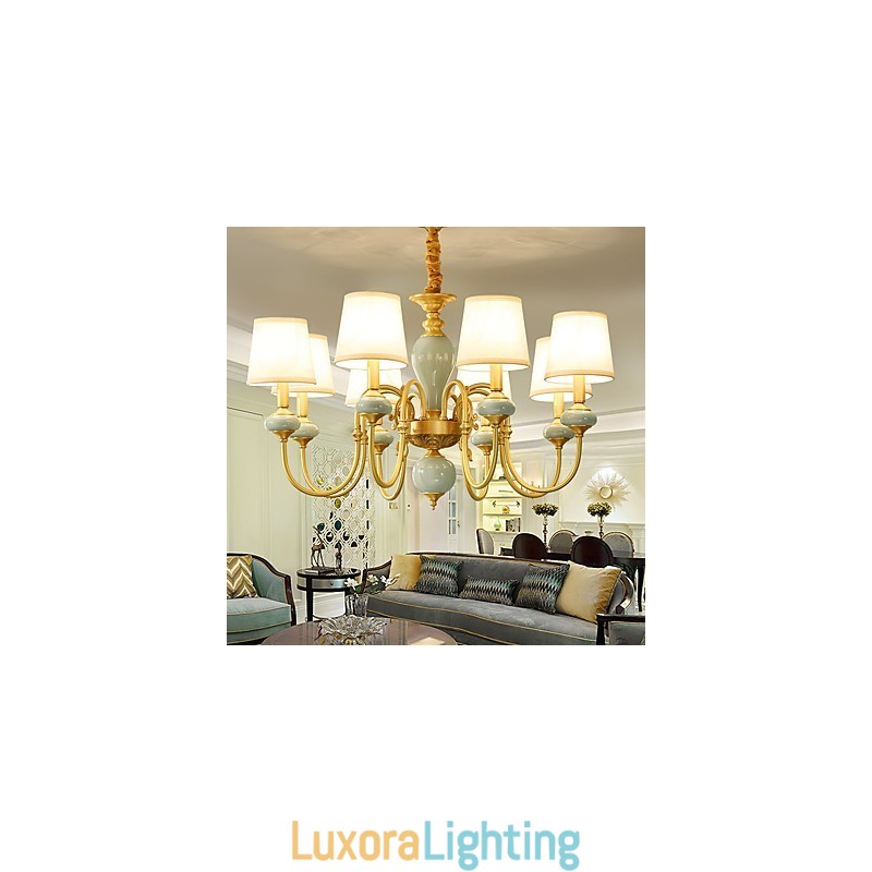 Designer Touch Decorative Chandelier Traditional Classic Country Brass Feature for Mini Style Metal 8 Bulbs