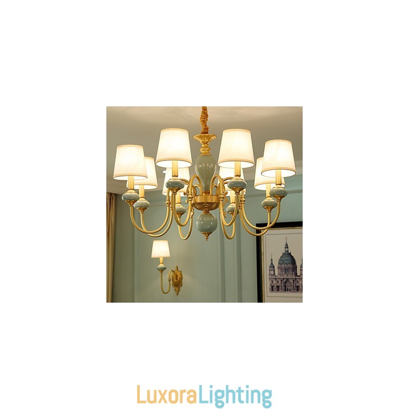 Designer Touch Decorative Chandelier Traditional Classic Country Brass Feature for Mini Style Metal 8 Bulbs