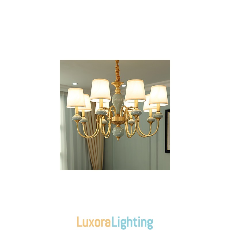 Designer Touch Decorative Chandelier Traditional Classic Country Brass Feature for Mini Style Metal 8 Bulbs