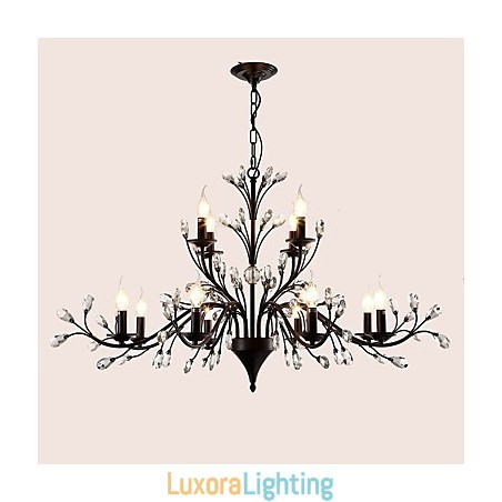 Designer Touch Decorative 12 Lights Crystal Chandelier Modern Contemporary Traditional Classic Vintage Retro Country Painting Feature